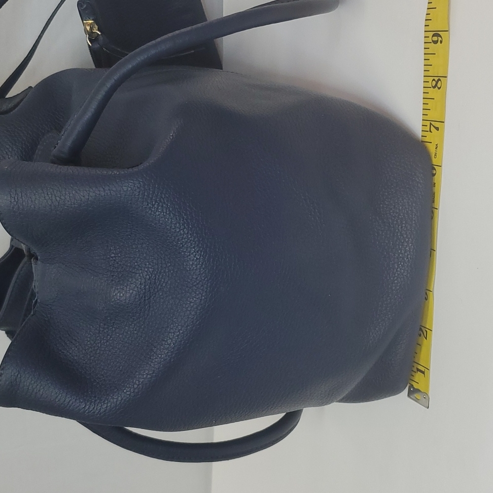 *Courage B* Beautiful Navy Blue Italian Leather Shoulder Bag With Coin Purse - Picture 4 of 12